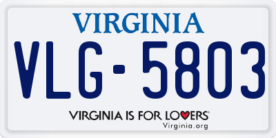 VA license plate VLG5803
