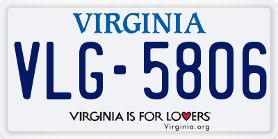 VA license plate VLG5806
