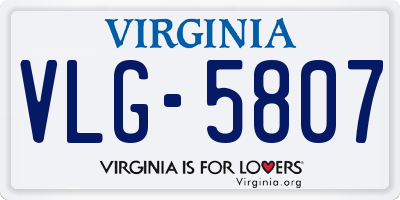 VA license plate VLG5807