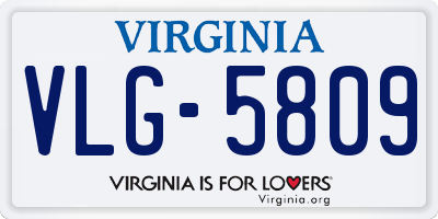 VA license plate VLG5809