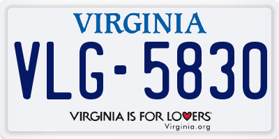 VA license plate VLG5830