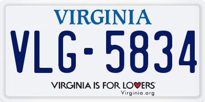 VA license plate VLG5834