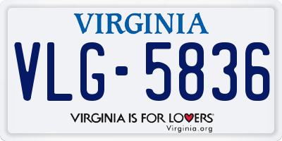 VA license plate VLG5836