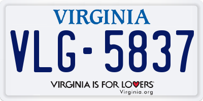 VA license plate VLG5837