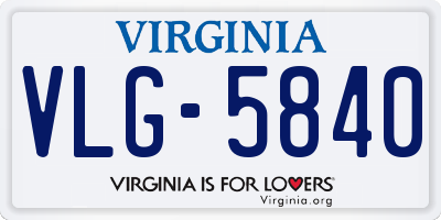 VA license plate VLG5840