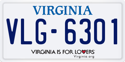 VA license plate VLG6301
