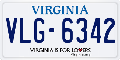 VA license plate VLG6342