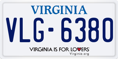 VA license plate VLG6380