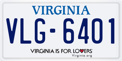 VA license plate VLG6401