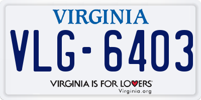 VA license plate VLG6403