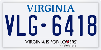 VA license plate VLG6418