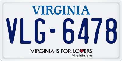 VA license plate VLG6478