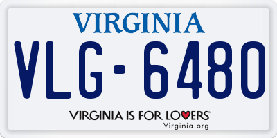 VA license plate VLG6480