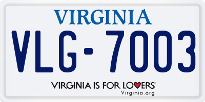 VA license plate VLG7003