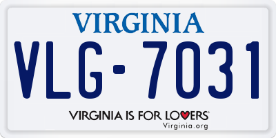 VA license plate VLG7031