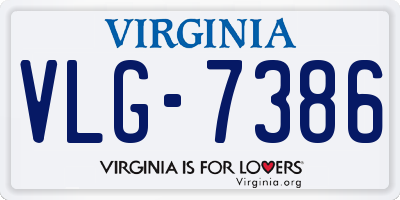 VA license plate VLG7386