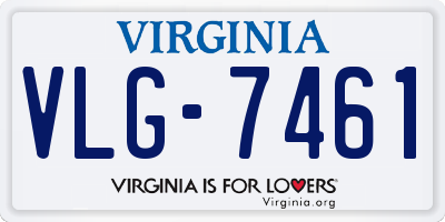 VA license plate VLG7461