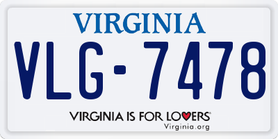 VA license plate VLG7478