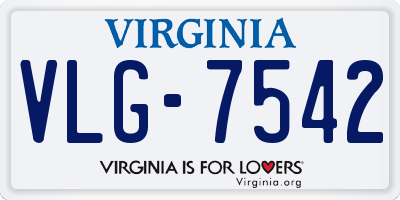 VA license plate VLG7542