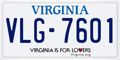 VA license plate VLG7601