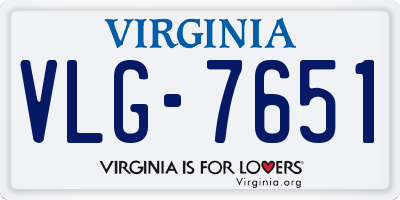 VA license plate VLG7651