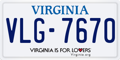 VA license plate VLG7670