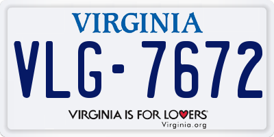 VA license plate VLG7672