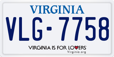 VA license plate VLG7758