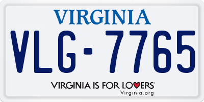 VA license plate VLG7765