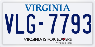 VA license plate VLG7793
