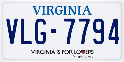 VA license plate VLG7794