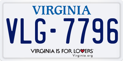 VA license plate VLG7796