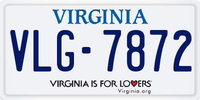 VA license plate VLG7872