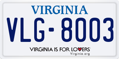 VA license plate VLG8003