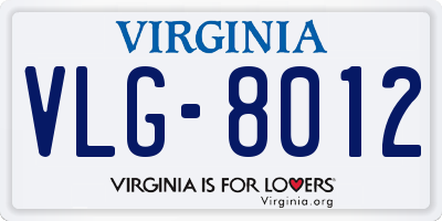 VA license plate VLG8012