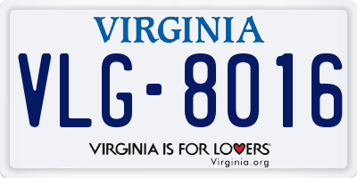 VA license plate VLG8016