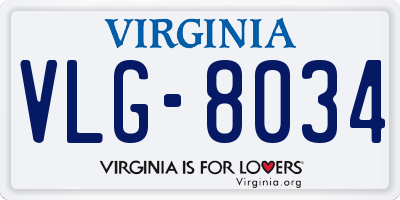 VA license plate VLG8034