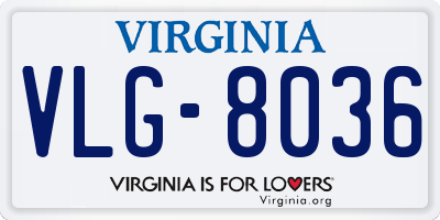 VA license plate VLG8036