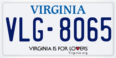 VA license plate VLG8065