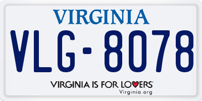 VA license plate VLG8078