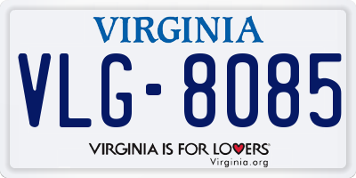 VA license plate VLG8085