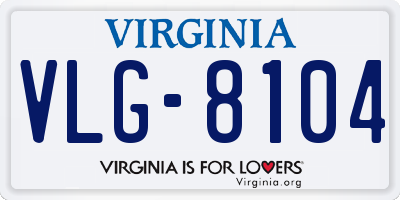 VA license plate VLG8104