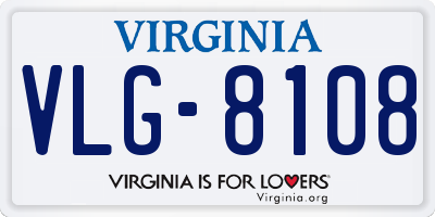 VA license plate VLG8108