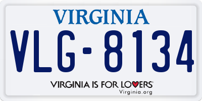 VA license plate VLG8134