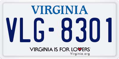 VA license plate VLG8301