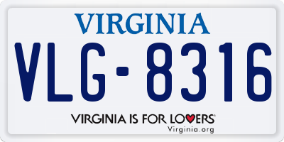 VA license plate VLG8316