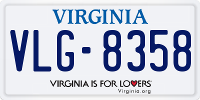 VA license plate VLG8358