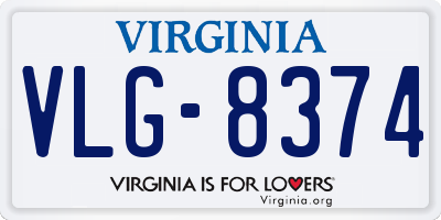VA license plate VLG8374