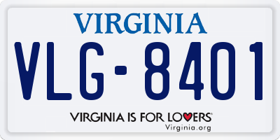 VA license plate VLG8401