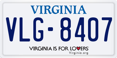 VA license plate VLG8407